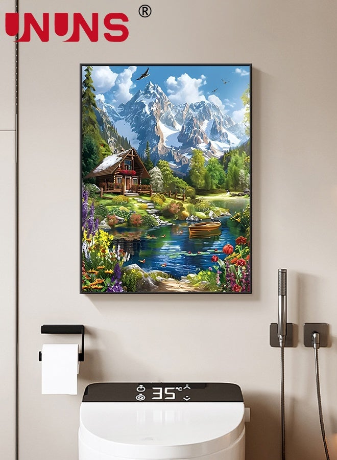 UNUNS رسم بالأرقام بنفسك، مجموعة رسم مناظر طبيعية للغابات بالأرقام للبالغين، مع إطار، منظر جبلي للرسم الأكريليكي DIY كهدايا لتزيين جدران المنزل، 40X50CM - Image 3